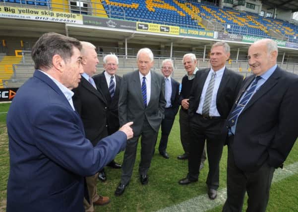 Wilf Rosenberg, left. with former teammates at Headingley in May, 2011. Picture Tony Johnson.