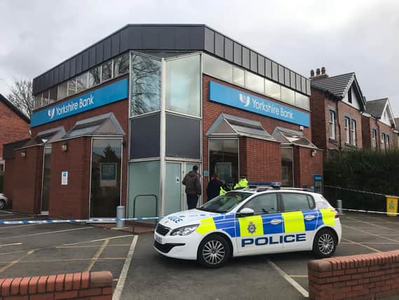 The scene currently outside Yorkshire Bank in Moortown