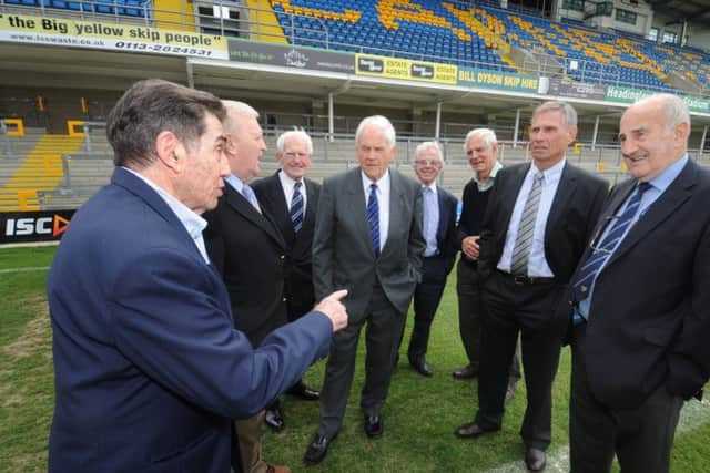 Wilf Rosenberg, far left, pictured in 2011 at Headingley with other former Leeds Rhinos players Derek Hallas, Joe Warham, Don Robinson, Joe Warham, Barry Simms, Ken Thornett, Fred Pickup, Lewis Jones.