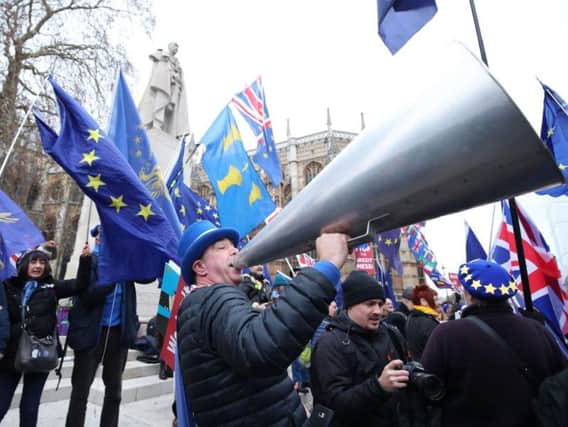 Anti-Brexit protester Steve Bray outside the Houses of Parliament, London, ahead of the House of Commons vote on the Prime Minister's Brexit deal. PRESS ASSOCIATION Photo