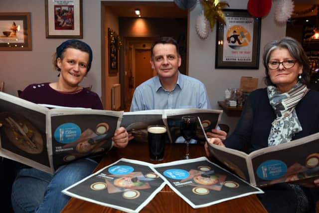 Oliver Award judges get together at The Brewery Tap, Leeds.
From left, Stephanie Moon, Simon Jenkins and Amanda Wragg.
4th December 2018.