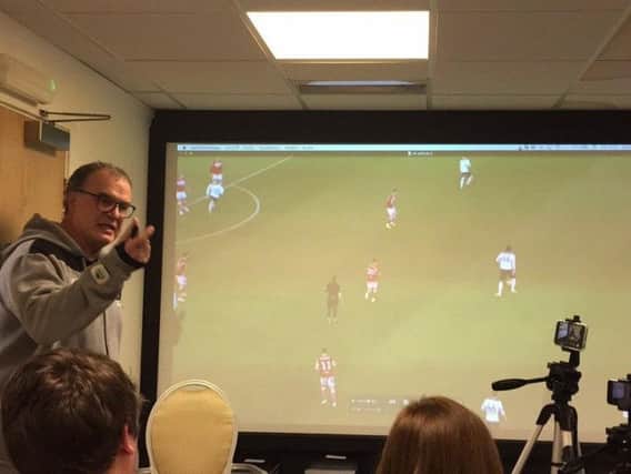 FASCINATING: Marcelo Bielsa at Wednesday's 'spygate' press conference.