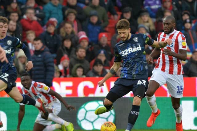 Mateusz Klich in action against Stoke City.