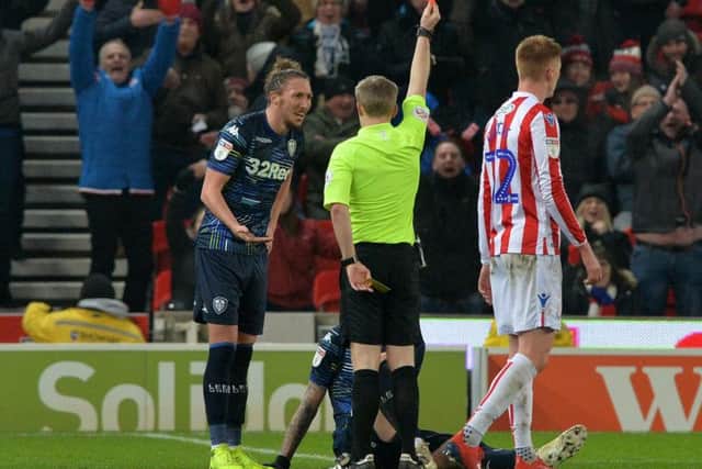 Pontus Jansson sees red during Stoke City clash.