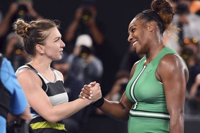 MUTUAL RESPECT Fourth-round opponents Simona Halep, left, and Serena Williams in Melbourne yesterday. Picture: AP/Andy Brownbill.