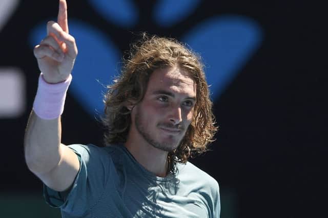Greece's Stefanos Tsitsipas celebrates after defeating Spain's Roberto Bautista Agut. Picture: AP/Andy Brownbill