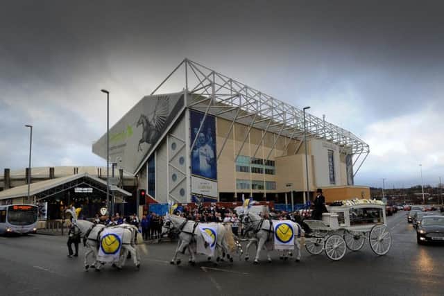 The funeral procession at Elland Road
