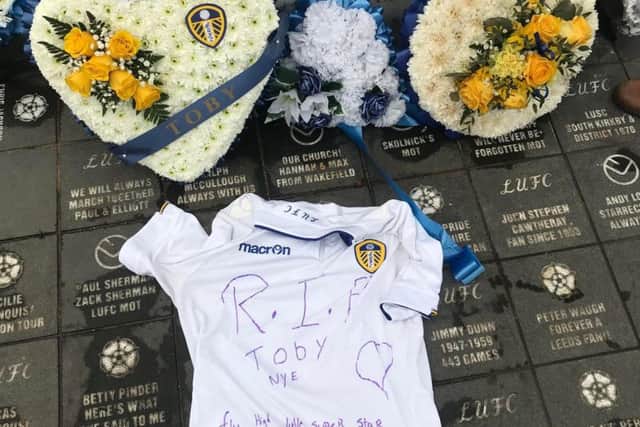 Tributes left outside the ground at Elland Rod