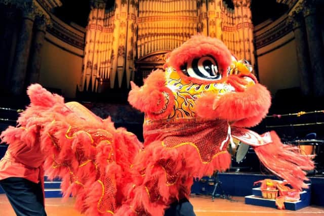 A traditional Lion Dance being held as part of the countdown to the Chinese New Year celebrations.