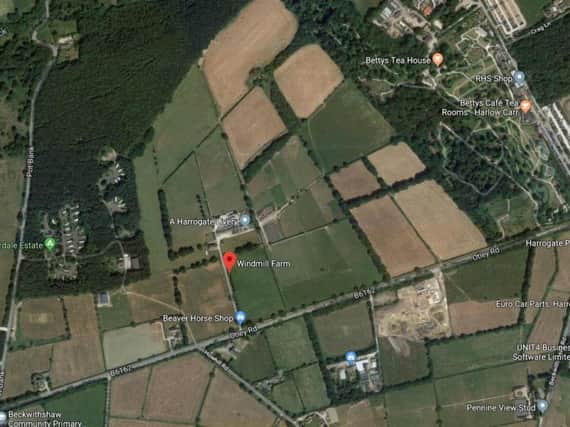 An aerial view of the land at Windmill Farm, Beckwithshaw.
Credit: Google