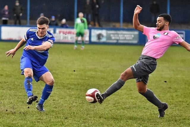 Action from Farsley Celtic's recent game against Grantham. Picture: John McEvoy.