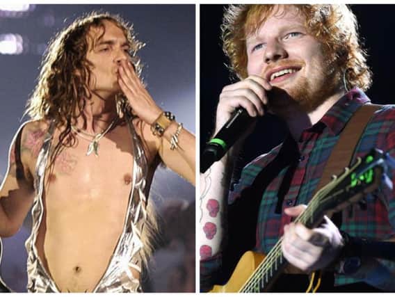 Justin Hawkins (left) from The Darkness and Ed Sheeran