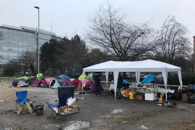 The camp of rough sleepers on Little Queen Street.