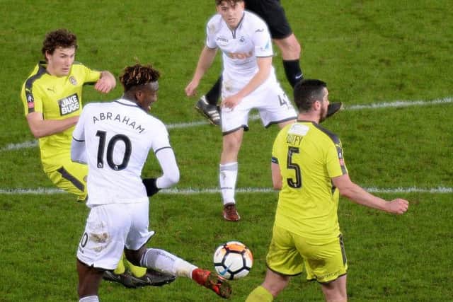 Daniel James scoring for Swansea City. His proposed move to Leeds fell through last night.