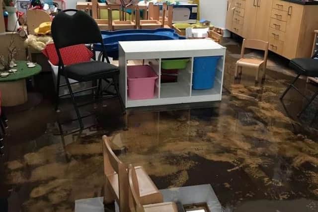 The damage following the flood at Headingley Pre-School
