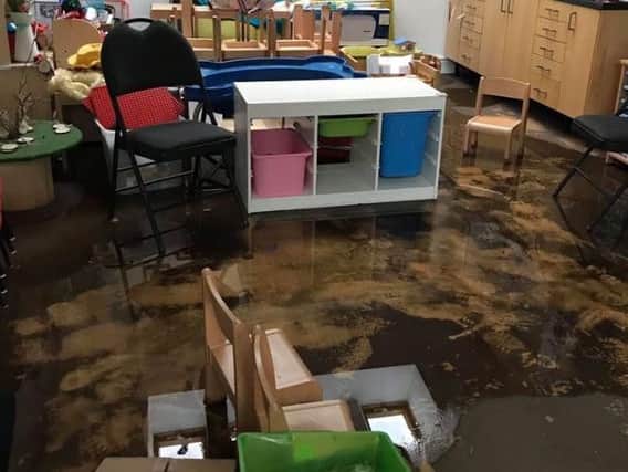 The damage following the flood at Headingley Pre-School