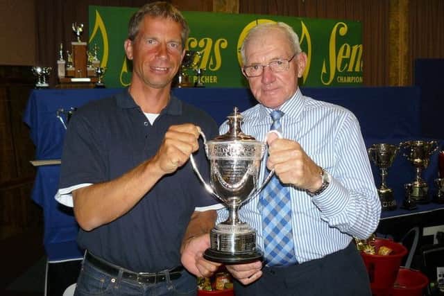 Leicester star Andy Finley presents Noel Speight with another major trophy, Saturdays catch of 27-4 shows the 84-year-old still is a man to beat.