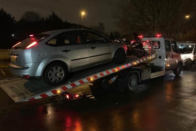 One of the cars seized during the police operation in Armley.