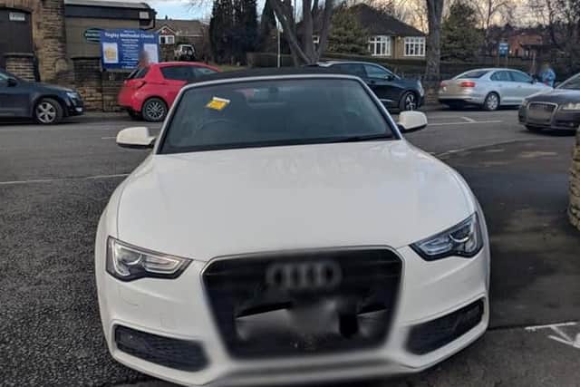 The Audi was fined by West Yorkshire Police who were patrolling outside Westerton Primary in Tingley.