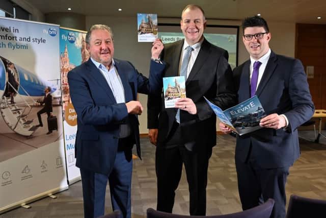 Leeds Bradford Airport chief executive David Laws joined Jochen Schnadt, the managing director of Flybmi, and Henri Murison, director of the Northern Powerhouse Partnership, in a presentation at Bridgewater Place in Leeds.