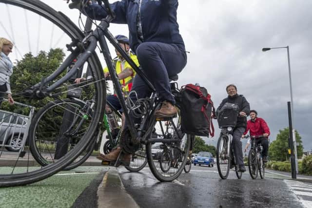 Official opening of the CityConnect Cycle Superhighway connecting Leeds and Bradford.