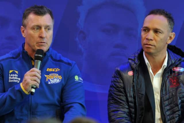 Leeds Rhinos head coach Dave Furner and Wigan Warriors head coach Adrian Lam.