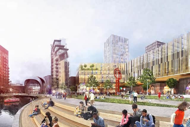 An artist's impression of what the area around Leeds station could look like.