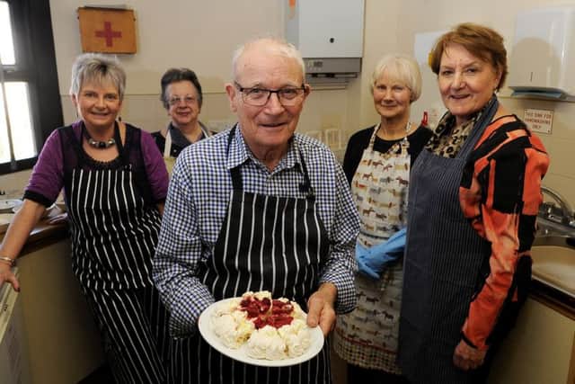 SVS  volunteers pictured in the kitchen at Sherburn Methodist Church. Picture by Simon Hulme
