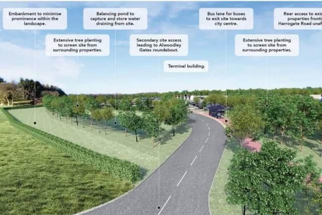 An artist's impression of the Alwoodley Gates park and ride