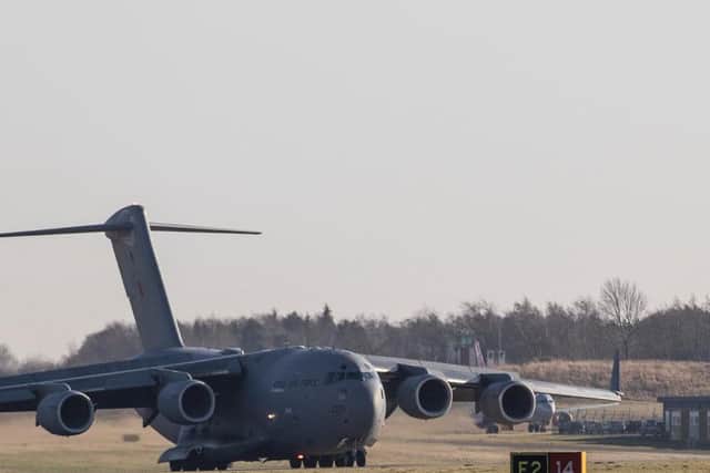 The C17 arrives at Leeds Bradford