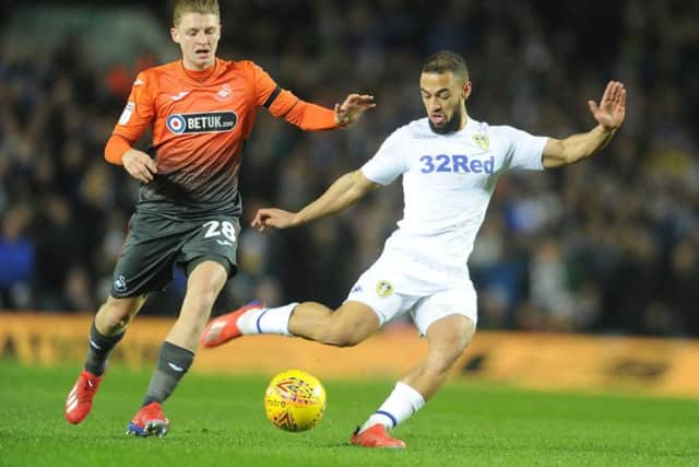 Kemar Roofe in possession during Leeds United's win over Swansea City.