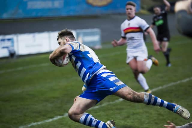 Steve Tyrer scored his 100th try for Halifax in the first half. PIC: Jim Fitton.