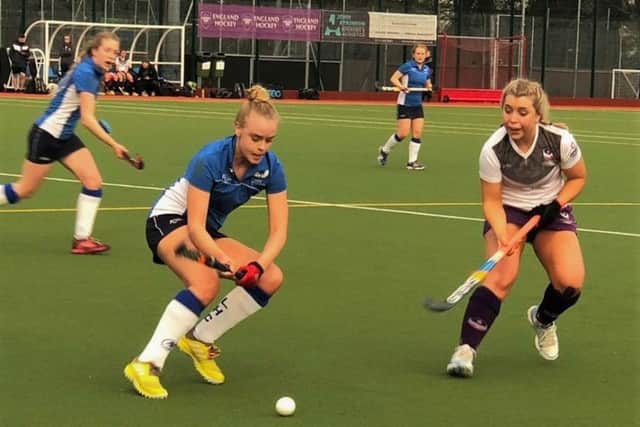 Action from Leeds Hockey Club Ladies 1sts clash against Loughborough Students.