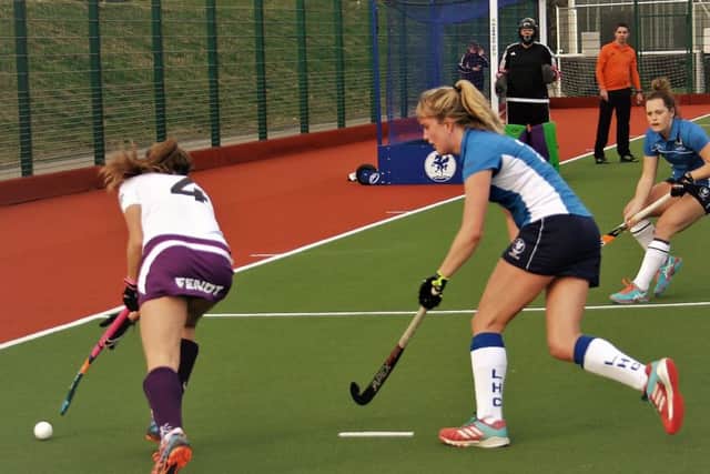 Action from Leeds Hockey Club Ladies 1sts clash against Loughborough Students.