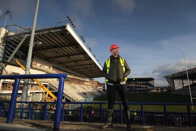 Jamie Peacock, pictured in front of the new North Stand at Emerald Headingly. Picture: Simon Hulme