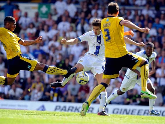 Luke Murphy drives home a last-gasp winner on his Leeds united debut against Brighton in 2013.