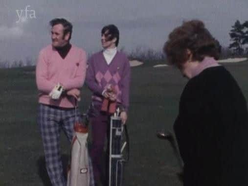 The documentary heads to the golf course with Don, who is resplendent in a pink jumper and check trousers.  He is playing with Elsie, who takes great delight in her husband's struggles to stay on the fairway.