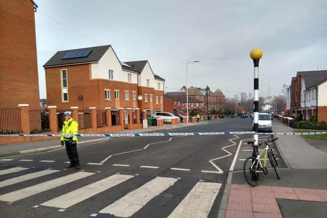 The police cordon on Malvern Road, Beeston.