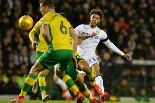 BIG CHANCE: For Leeds United's Tyler Roberts.