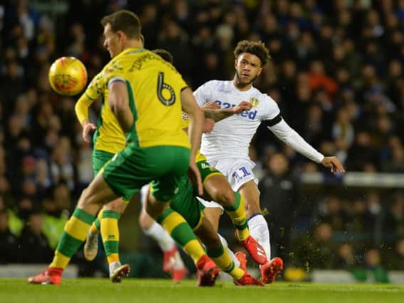 BIG CHANCE: For Leeds United's Tyler Roberts.