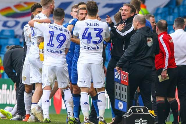 Bolton Wanderers boss Phil Parkinson clashes with Leeds United during Elland Road fixture.