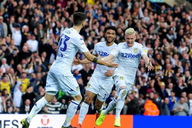 Leeds United's Gjanni Alioski celebrates his winner against Bolton.