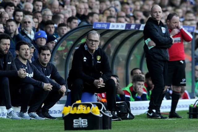 Marcelo Bielsa watches from the sidelines.