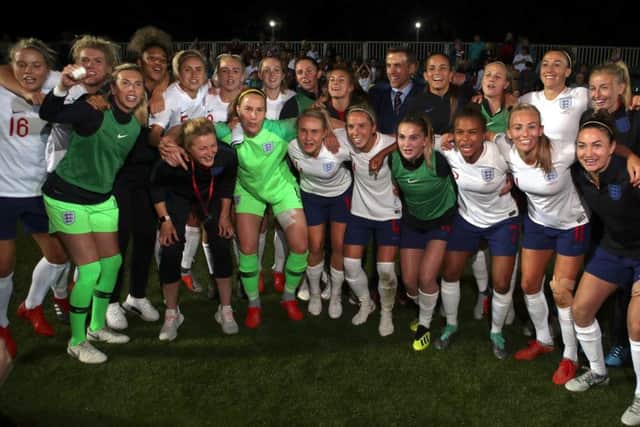 England Women players and manager Phil Neville at the 2018 FIFA Women's World Cup. PIC: Nick Potts/PA Wire