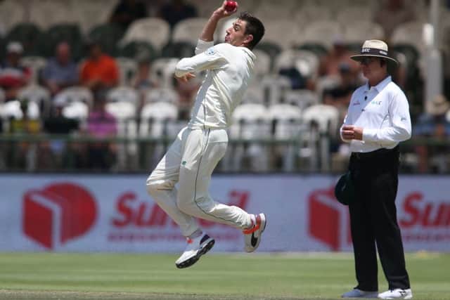 QUICK-THINKING: Duanne Olivier of South Africa sends down a delivery dagainst Pakistan at Newlands in Cape Town. Picture: Shaun Roy/Getty Images