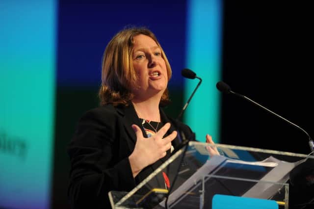 26 February 2019 ......   Sarah Longlands, Director IPPR North speaking at The Great Northern Conference 2019 at New Dock, Royal Armouries in Leeds. Picture Tony Johnson.