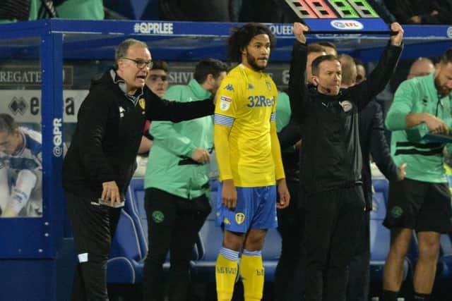 LONG AWAITED: Izzy Brown is finally handed his chance as an 81st-minute substitute for his Leeds United debut in Tuesday night's 1-0 loss at Queens Park Rangers. Picture by Bruce Rollinson.