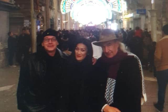 St John Lewis (left) with stepsister Vhe Mendoza and father Alfie Lewis