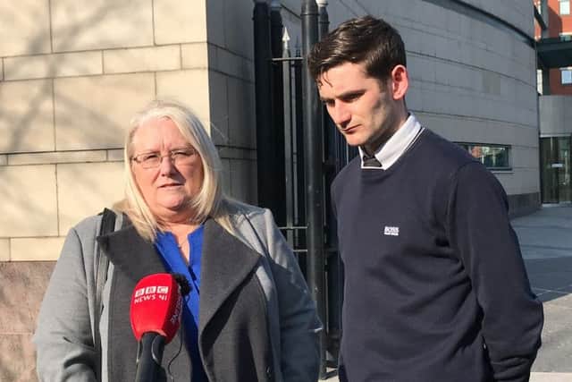 Linda Ketcher, mother of Lance Corporal James Ross, speaking outside Laganside Courts in Belfast after an inquest found his death was an accident. PIC: PA