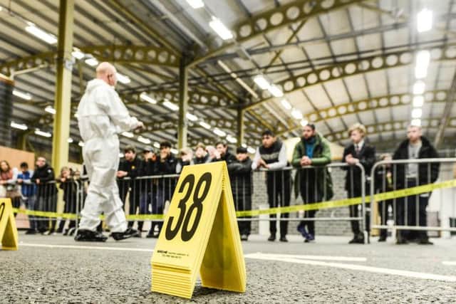 A mock crime scene was created to teach the children the impact of knife assaults.